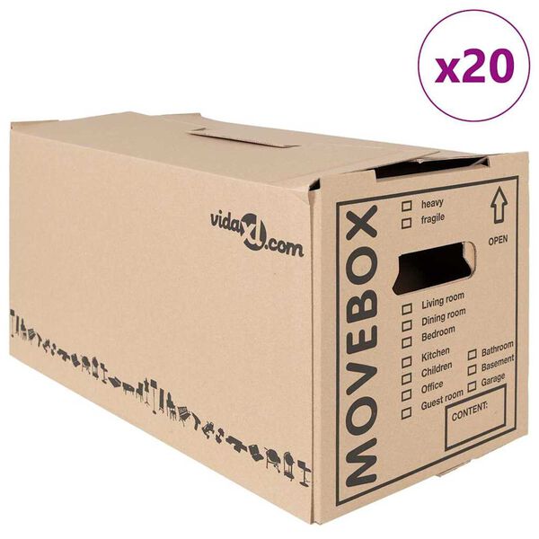 vidaXL Költöző Doboz 20 pcs Természetes 59 x 31,5 x 31,5 cm Karton