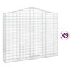vidaXL 9 db íves horganyzott vas gabion kosár 200x30x160/180 cm