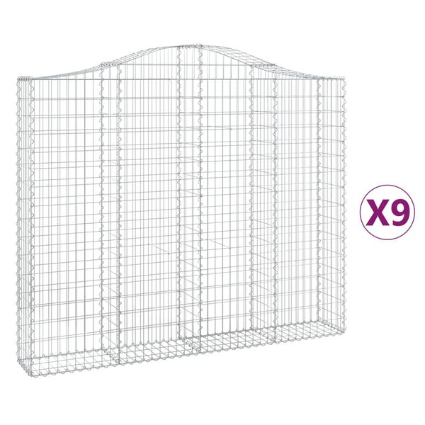 vidaXL 9 db íves horganyzott vas gabion kosár 200x30x160/180 cm