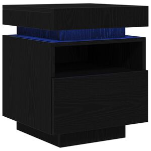 vidaXL &Eacute;jjeliszekr&eacute;ny Fekete t&ouml;lgy 40 x 39 x 48,5 cm Szerelt fa