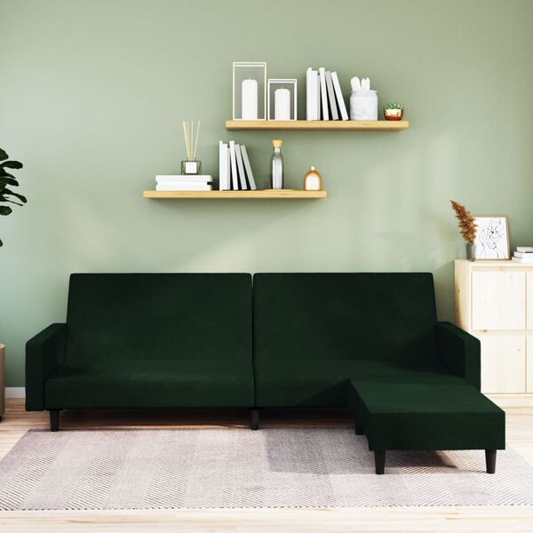 vidaXL k&eacute;tszem&eacute;lyes s&ouml;t&eacute;tz&ouml;ld b&aacute;rsony kanap&eacute;&aacute;gy l&aacute;btart&oacute;val