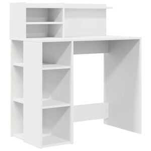 vidaXL Asztal polcokkal t&aacute;rol&oacute;val Feh&eacute;r 90 x 48 x 101,5 cm Faanyag