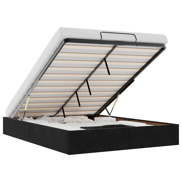 vidaXL Ottomán ágykeret matrac nélkül fekete 140x200 cm bársony
