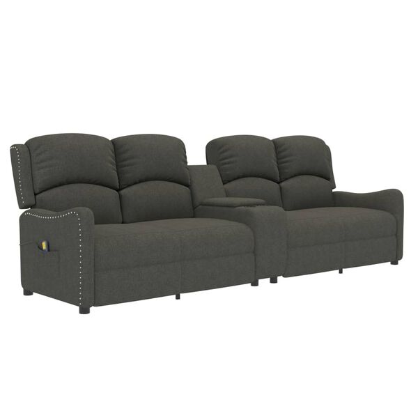 vidaXL 4 személyes sötétszürke szövet masszázsfotel pohártartóval