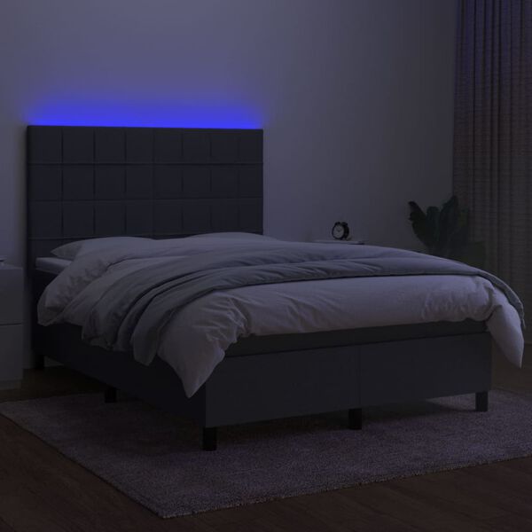 vidaXL s&ouml;t&eacute;tsz&uuml;rke sz&ouml;vet rug&oacute;s &eacute;s LED-es &aacute;gy matraccal 140x200 cm