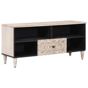 vidaXL TV szekr&eacute;ny fi&oacute;kkal Feh&eacute;r 100 x 33,5 x 46 cm T&ouml;m&ouml;r Mang&oacute;f&aacute;t