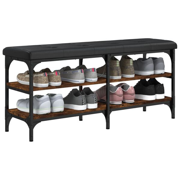 vidaXL füstös tölgy színű szerelt fa cipőtároló pad 102 x 32 x 47 cm