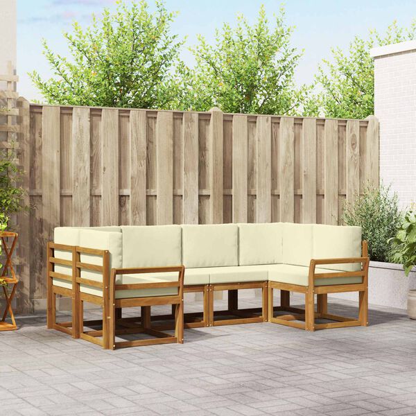 vidaXL K&uuml;lt&eacute;ri kanap&eacute; szett p&aacute;rn&aacute;val 6 pcs Term&eacute;szetes &eacute;s kr&eacute;msz&iacute;nű