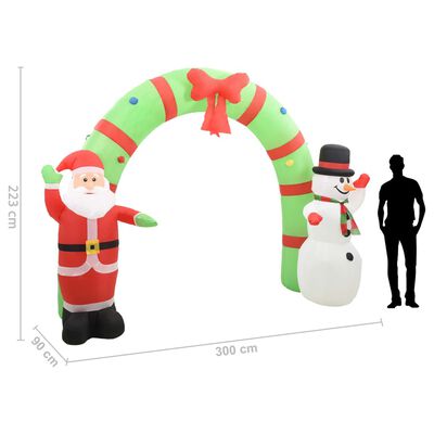 vidaXL felfújható karácsonyi Mikulás és hóember boltív LED-del 223 cm