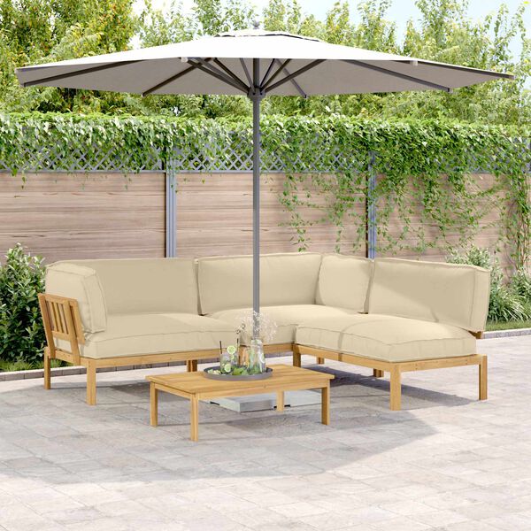 vidaXL Kanap&eacute; Szett p&aacute;rn&aacute;val Egysz&iacute;nű 4 pcs B&eacute;zs T&ouml;m&ouml;r Ak&aacute;cfa