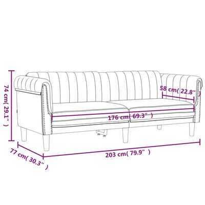 vidaXL rózsaszín 3 személyes bársony kanapé