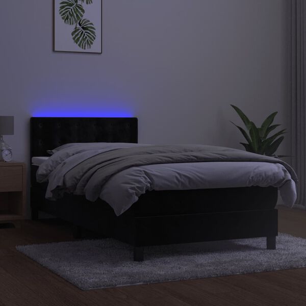 vidaXL fekete b&aacute;rsony rug&oacute;s &eacute;s LED-es &aacute;gy matraccal 80 x 200 cm