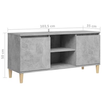 vidaXL betonszürke TV-szekrény tömör falábakkal 103,5 x 35 x 50 cm