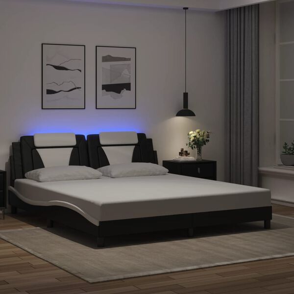 vidaXL fekete &eacute;s feh&eacute;r &aacute;gykeret Viana LED-ekkel matrac n&eacute;lk&uuml;l 180 x 200 cm