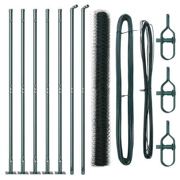 vidaXL Ker&iacute;t&eacute;s oszlopokkal Z&ouml;ld 1.4 x 10 m PVC-bevonatos ac&eacute;l