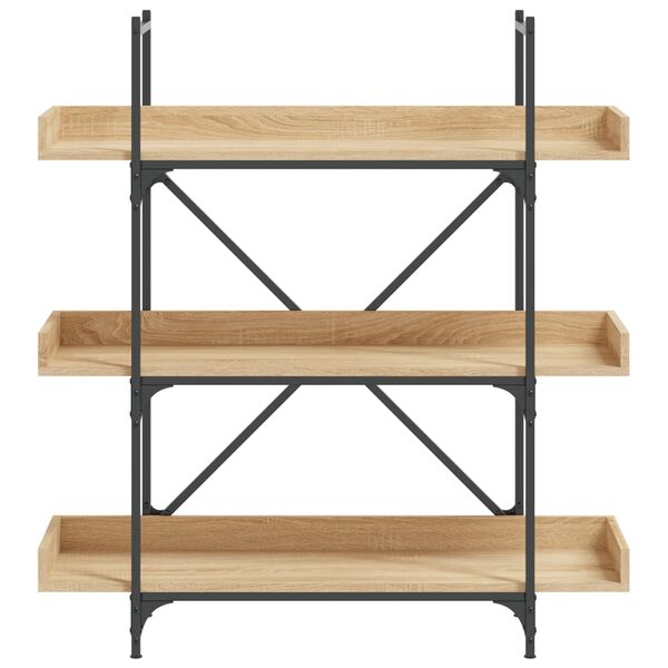 vidaXL 3-szintes sonoma tölgy szerelt fa könyvespolc 100x33x108,5 cm