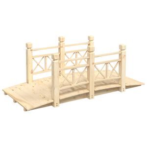 vidaXL t&ouml;m&ouml;r lucfenyő kerti h&iacute;d korl&aacute;ttal 150 x 67 x 56 cm