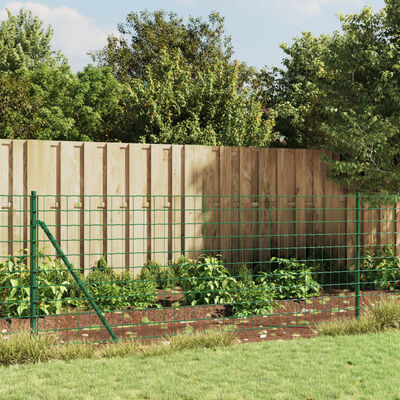 vidaXL zöld dróthálós kerítés cövekekkel 0,8x25 m