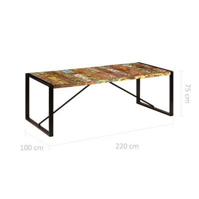 vidaXL tömör újrahasznosított fa étkezőasztal 220 x 100 x 75 cm
