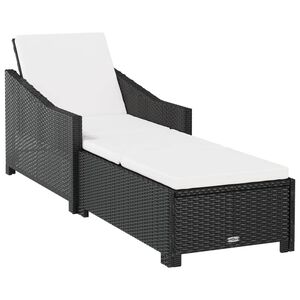 vidaXL fekete polyrattan napoz&oacute;&aacute;gy kr&eacute;mfeh&eacute;r p&aacute;rn&aacute;val