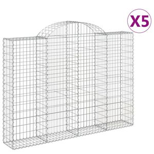 vidaXL 5 db &iacute;ves horganyzott vas gabion kos&aacute;r 200x30x140/160 cm