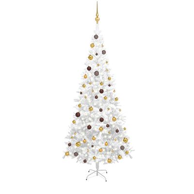 vidaXL fehér megvilágított műkarácsonyfa gömb szettel 240 cm L