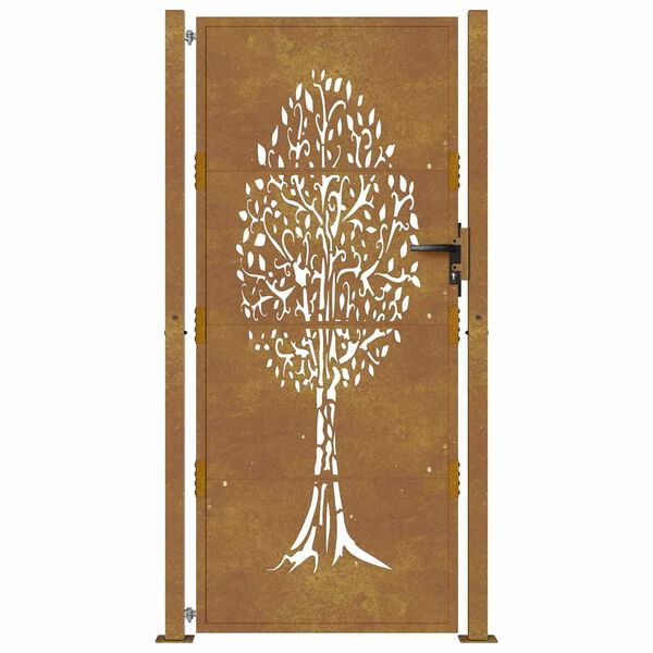 vidaXL Corten acél kerti kapu 100x175 cm, fa mintázatú