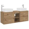 vidaXL F&uuml;rdőszobai Szekr&eacute;ny Szett 3 db K&eacute;zműves T&ouml;lgy 129 x 41 x 80 cm