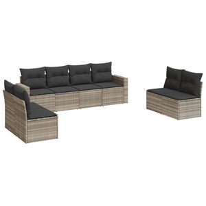 vidaXL 8 r&eacute;szes vil&aacute;gossz&uuml;rke polyrattan kerti &uuml;lőgarnit&uacute;ra p&aacute;rn&aacute;val