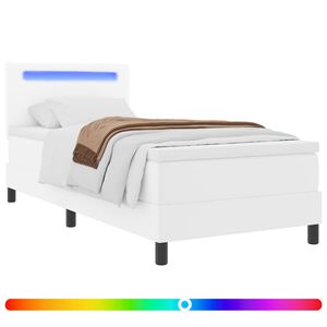 vidaXL Boxrug&oacute;s &aacute;gy matracmal fejt&aacute;ml&aacute;val Feh&eacute;r 90 x 190 cm Műbőr