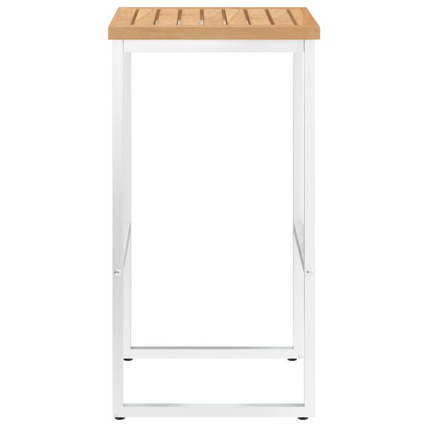 vidaXL 2 db tömör tíkfa és rozsdamentes acél bárszék