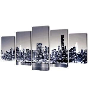 vidaXL V&aacute;szon falik&eacute;p szett monokr&oacute;m new york-i Skyline 100 x 50 cm
