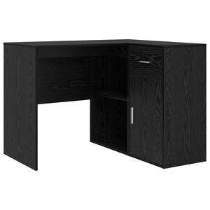 vidaXL Sarok&iacute;r&oacute;asztal fi&oacute;kkal polcokkal Fekete t&ouml;lgy 102 x 88 x 75 cm