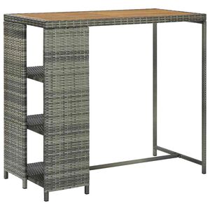 vidaXL sz&uuml;rke polyrattan b&aacute;rasztal t&aacute;rol&oacute;polccal 120 x 60 x 110 cm