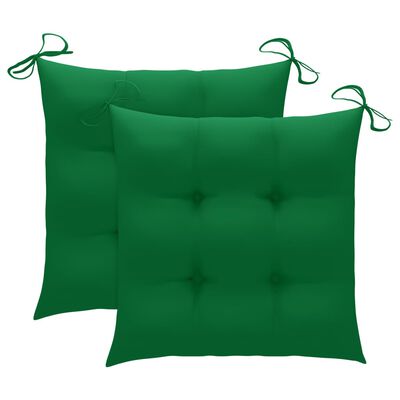 vidaXL 2 db tömör tíkfa Batavia szék zöld párnával