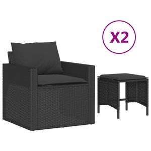 vidaXL 4 r&eacute;szes fekete polyrattan kerti &uuml;lőgarnit&uacute;ra p&aacute;rn&aacute;kkal