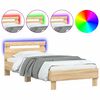 vidaXL sonoma t&ouml;lgy sz&iacute;nű &aacute;gykeret fejt&aacute;ml&aacute;val &eacute;s LED-ekkel 90x200 cm