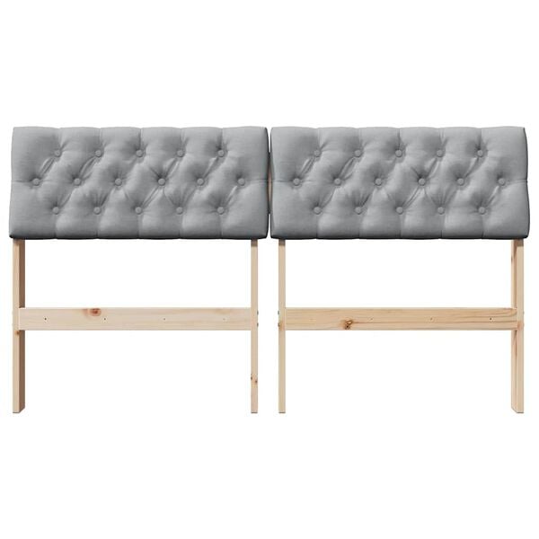 vidaXL Kárpitozott fejtámla Világosszürke 150 cm Tömör fenyőfa