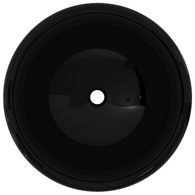 vidaXL kerek fekete kerámia mosdókagyló 40 x 15 cm