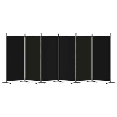 vidaXL 6 paneles fekete szövet térelválasztó 520x180 cm