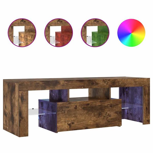 vidaXL f&uuml;st&ouml;s t&ouml;lgy sz&iacute;nű TV-szekr&eacute;ny LED-vil&aacute;g&iacute;t&aacute;ssal 120x35x40 cm