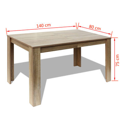 vidaXL tölgyfa étkezőasztal 140 x 80 x 75 cm