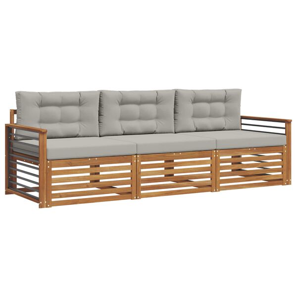 vidaXL K&uuml;lt&eacute;ri kanap&eacute; szett 3 pcs Term&eacute;szetes &eacute;s Vil&aacute;gossz&uuml;rke