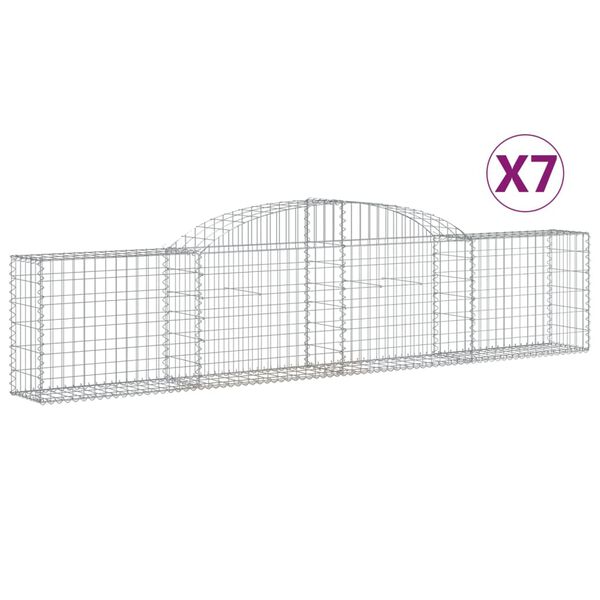 vidaXL 7 db íves horganyzott vas gabion kosár 300x30x60/80 cm