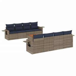 vidaXL 9 db sz&uuml;rke polyrattan kerti kanap&eacute;garnit&uacute;ra p&aacute;rn&aacute;kkal