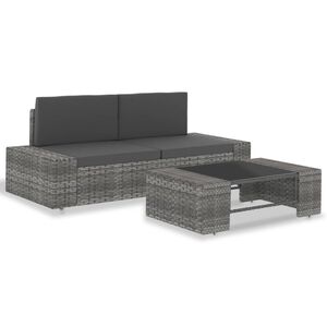 vidaXL 3 r&eacute;szes sz&uuml;rke polyrattan kerti &uuml;lőgarnit&uacute;ra