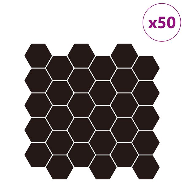 vidaXL Hatsz&ouml;gletű csempe 50 pcs Fekete 30 x 30 cm Poliuret&aacute;n &eacute;s PET