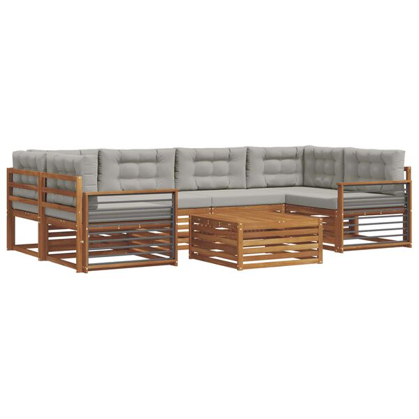 vidaXL K&uuml;lt&eacute;ri kanap&eacute; szett 7 pcs Term&eacute;szetes &eacute;s Vil&aacute;gossz&uuml;rke