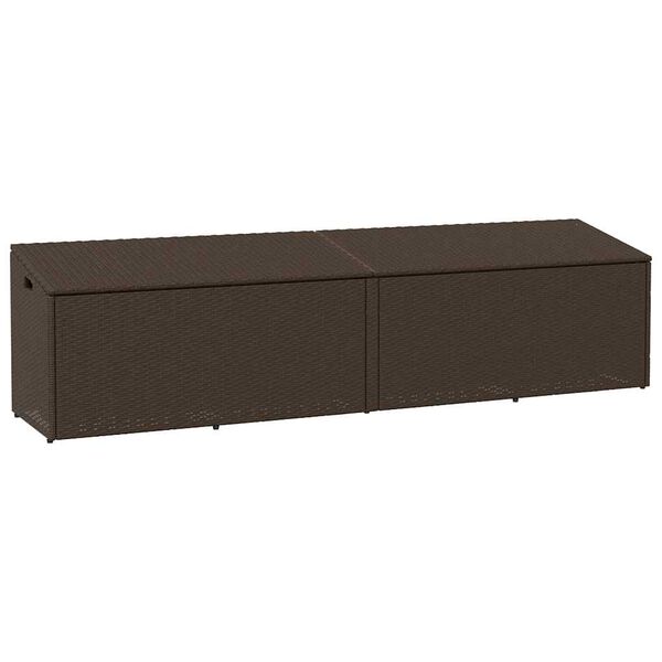 vidaXL barna polyrattan kerti t&aacute;rol&oacute;l&aacute;da 220x50x58 cm