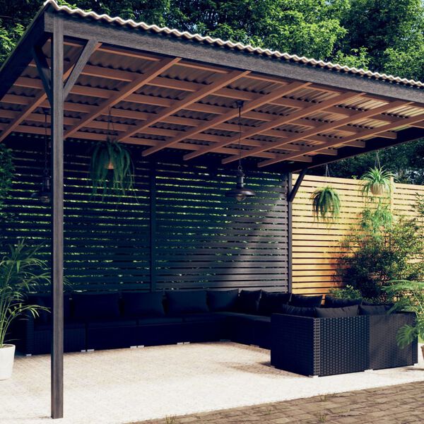 vidaXL 10 r&eacute;szes fekete polyrattan kerti &uuml;lőgarnit&uacute;ra p&aacute;rn&aacute;kkal